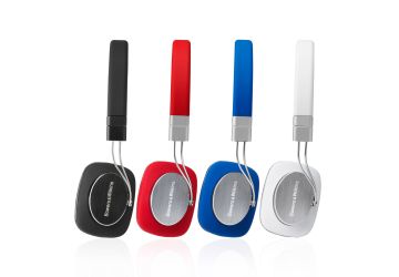 B&W P3 Headphones available in black, red, blue and white.