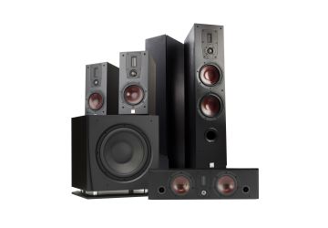 DALI Ikon 5 5.1 Home Cinema Speaker Package shown in the black ash finish