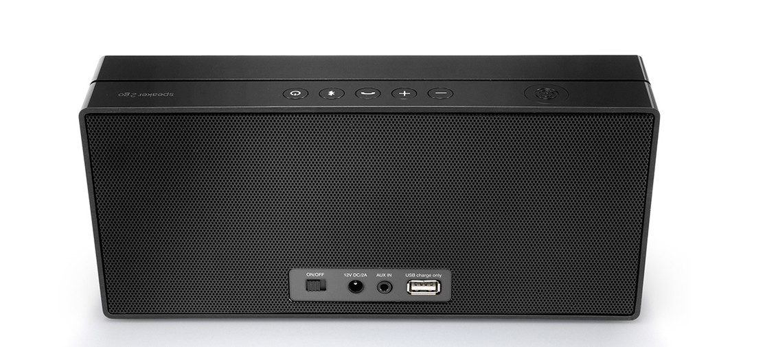 Loewe Speaker 2 Go, back, showing ports and connections