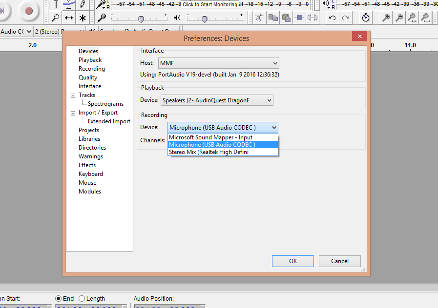 Recording Devices Audacity